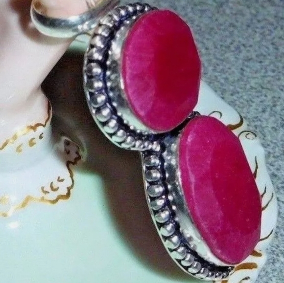 Natural Raw Cut Ruby 925 Silver Pendant - Picture 5 of 6